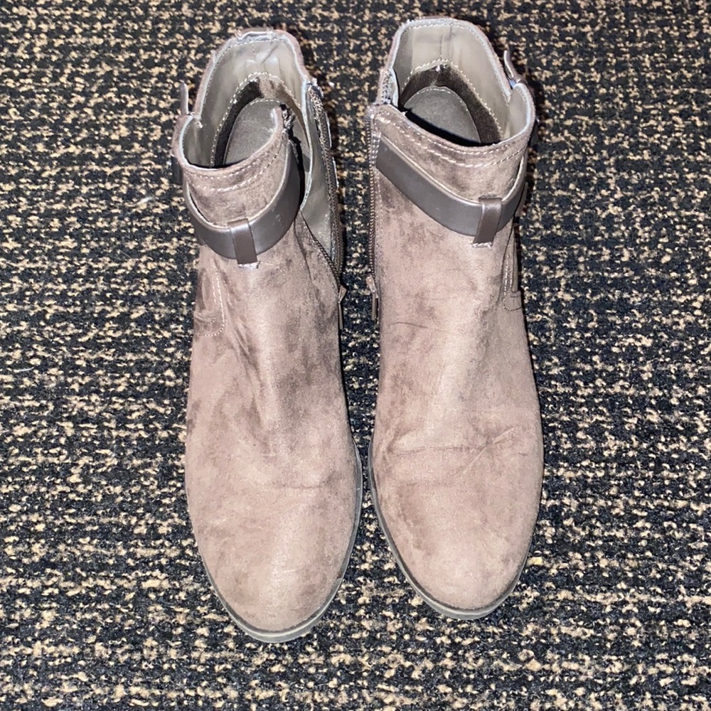Brown Suede Unisa Booties with strap and buckle
